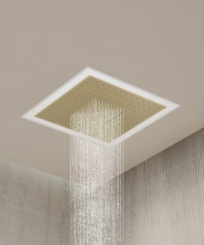 LED Wellness Thermostatic Shower Mixer Set - Brushed Gold - Sirius