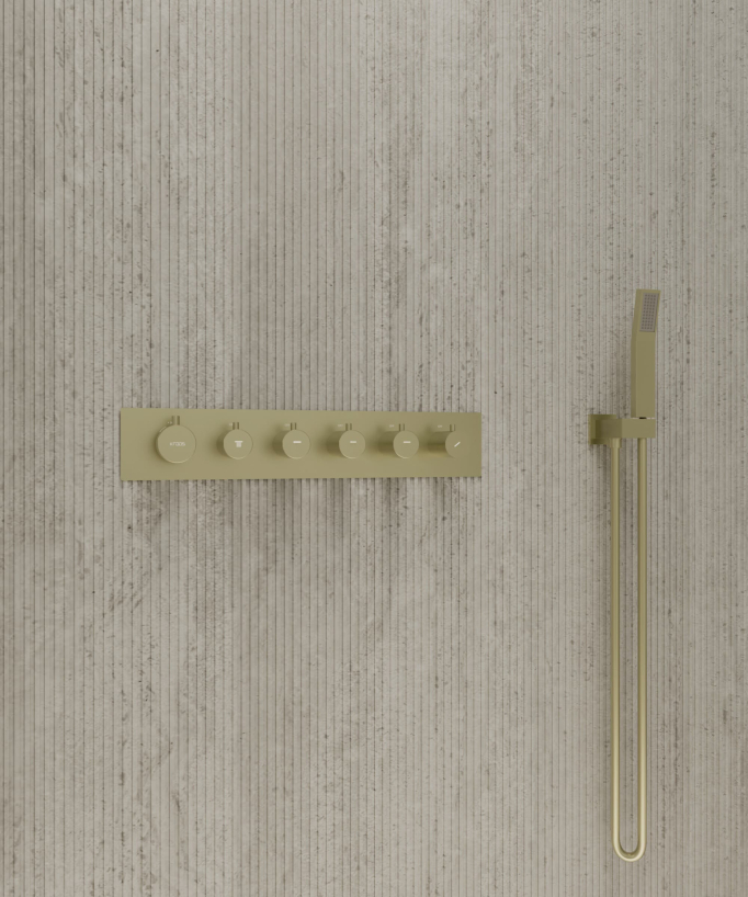 LED Wellness Thermostatic Shower Mixer Set - Brushed Gold - Sirius
