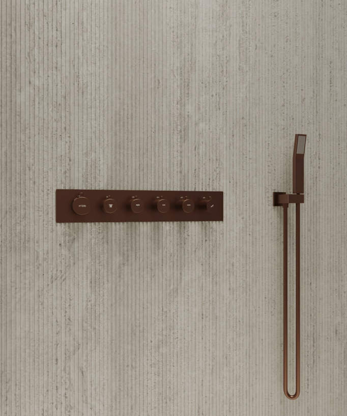 LED Wellness Thermostatic Shower Mixer Set - Brushed Rose Gold - Sirius