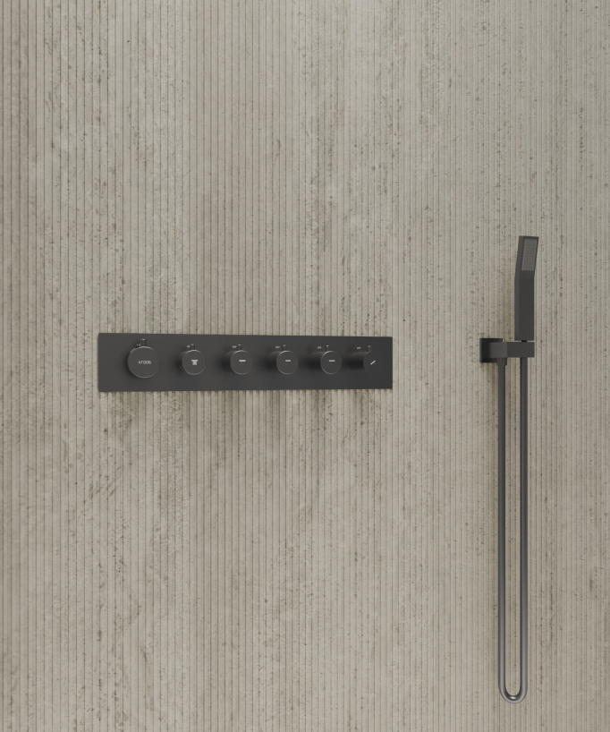 LED Wellness Thermostatic Shower Mixer Set - Gunmetal - Sirius