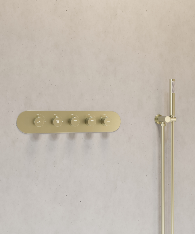 LED Wellness Concealed Thermostatic Shower Set - Brushed Gold - Corbeau