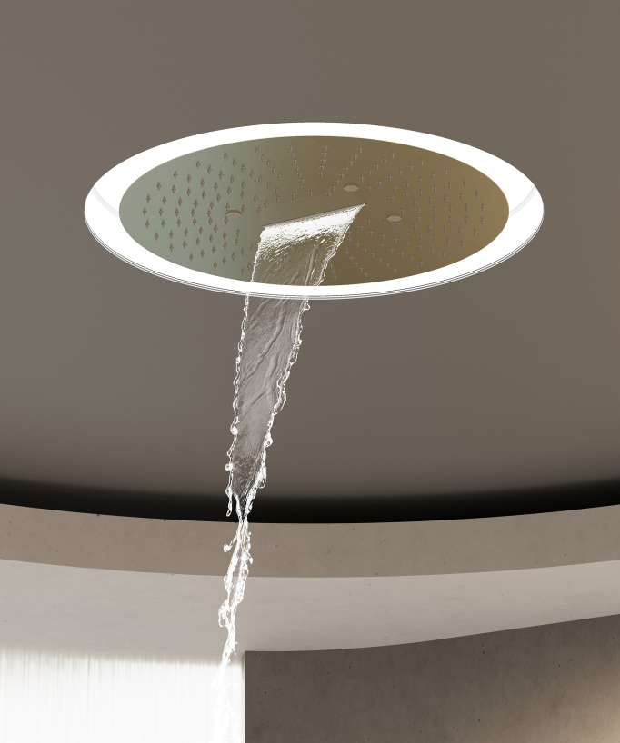 LED Wellness Concealed Thermostatic Shower Set - Brushed Gold - Corbeau