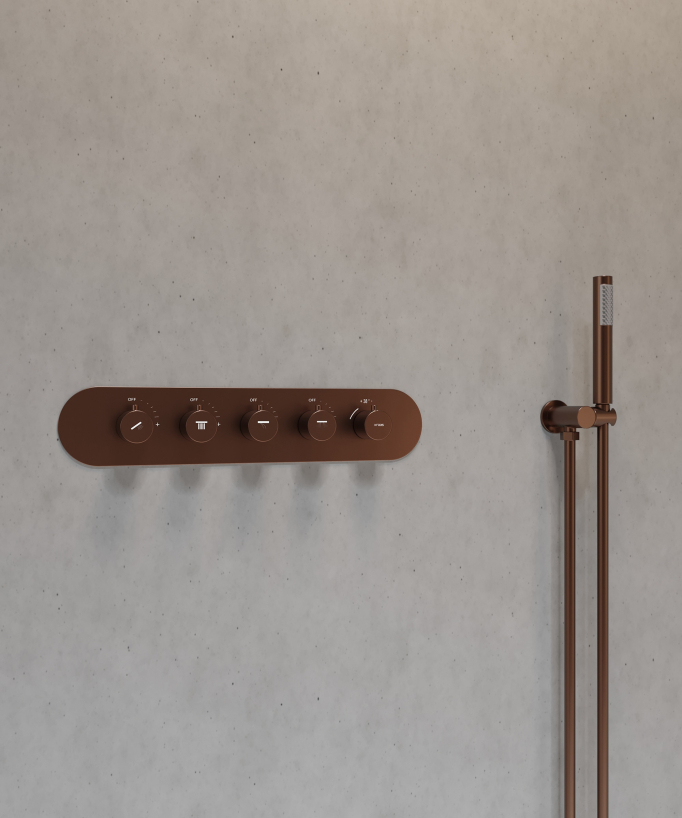 LED Wellness Concealed Thermostatic Shower Set - Brushed Rose Gold - Corbeau