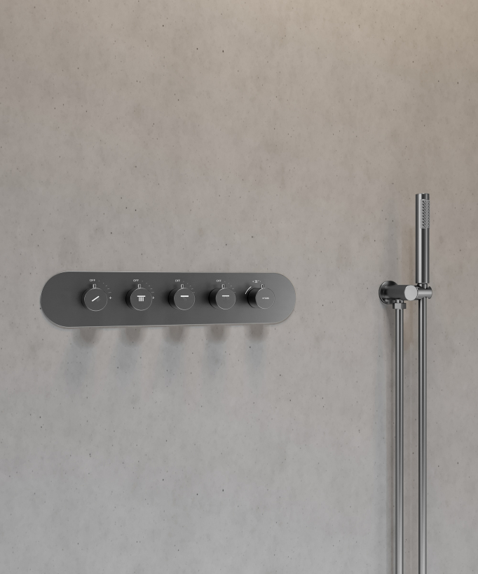 LED Wellness Concealed Thermostatic Shower Set - Gunmetal - Corbeau