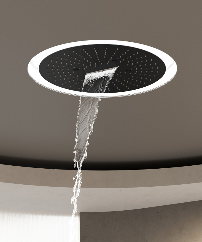 LED Wellness Concealed Thermostatic Shower Set - Black - Corbeau
