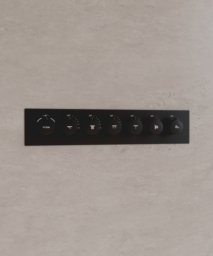 Modern Thermostatic Shower Set - Black - 900x300 mm LED Rain Shower, 3 Body Jets