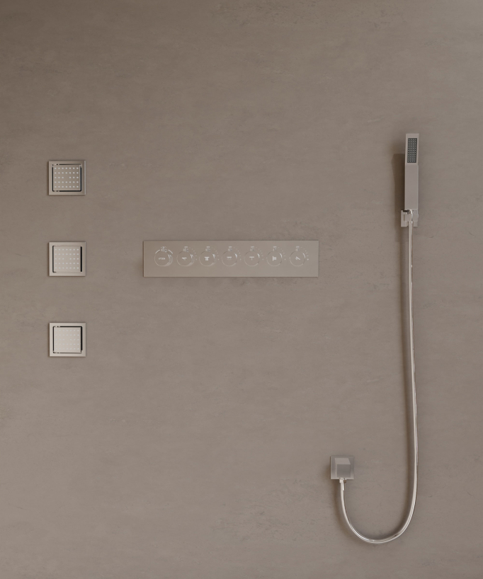 Modern Thermostatic Shower Set - Chrome - 900x300 mm LED Rain Shower, 3 Body Jets