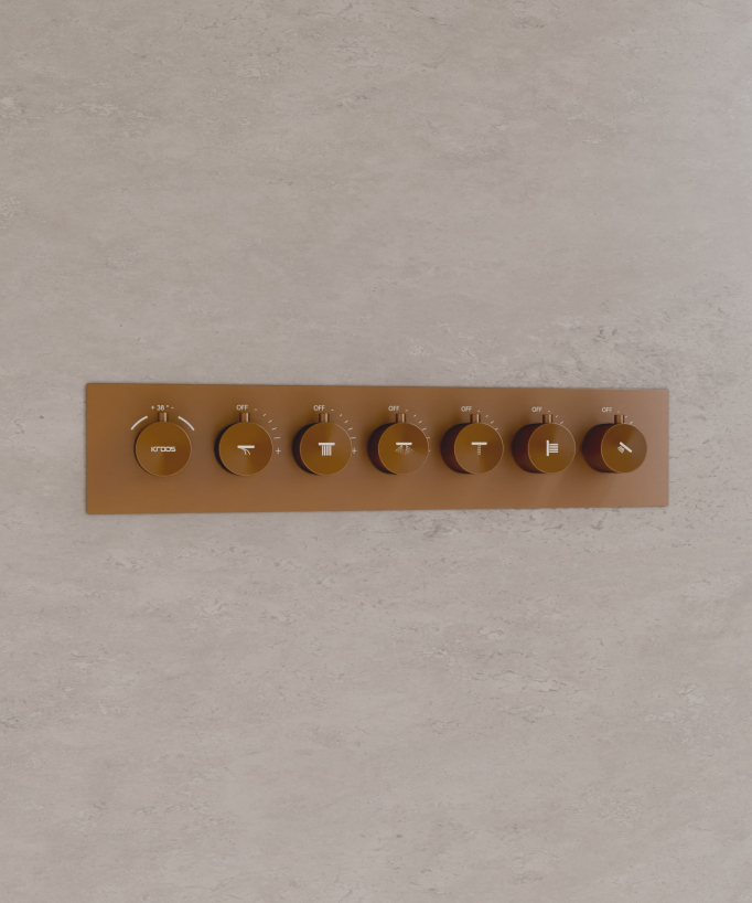Modern Thermostatic Shower Set - Brushed Rose Gold - 900x300 mm LED Rain Shower, 3 Body Jets