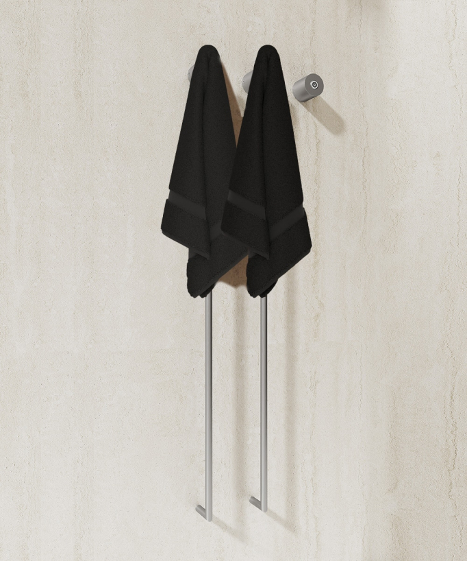 Brushed Nickel Electric Heated Towel Rail - Two Bars