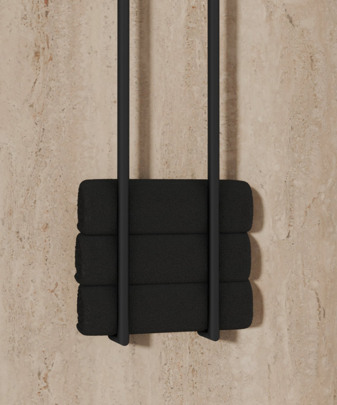 Black Electric Heated Towel Rail - Two Bars