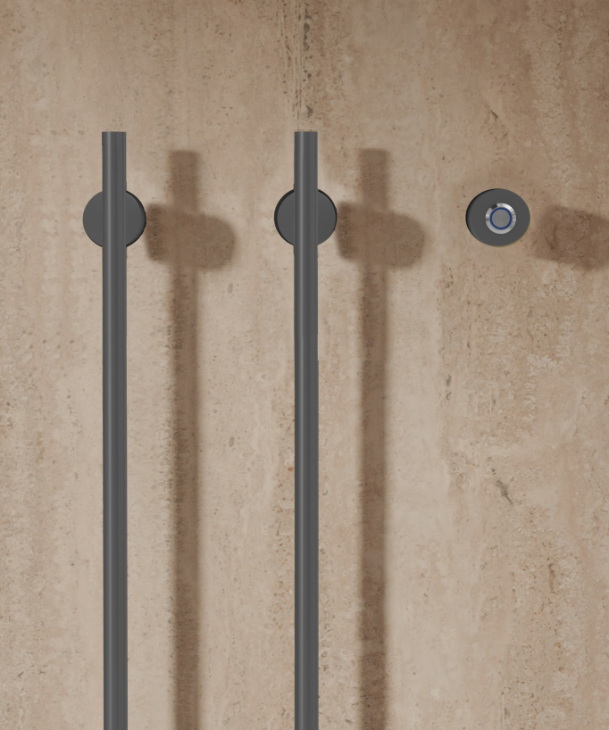 Gunmetal Electric Heated Towel Rail - Two Bars