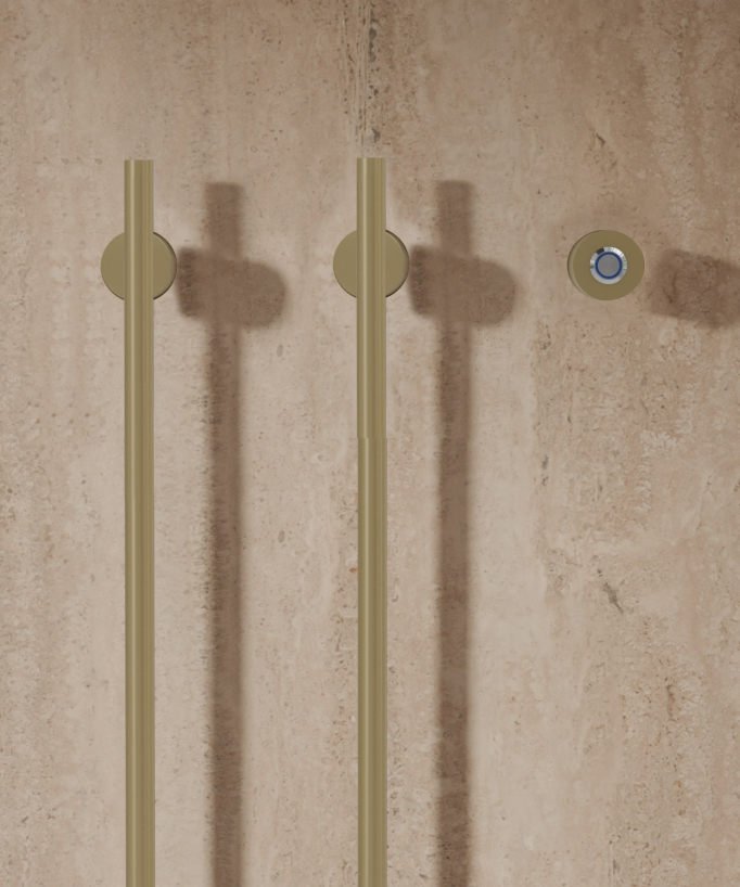 Brushed Gold Electric Heated Towel Rail - Two Bars