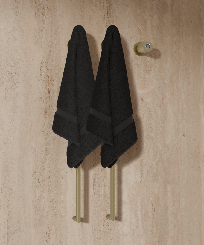 Brushed Gold Electric Heated Towel Rail - Two Bars
