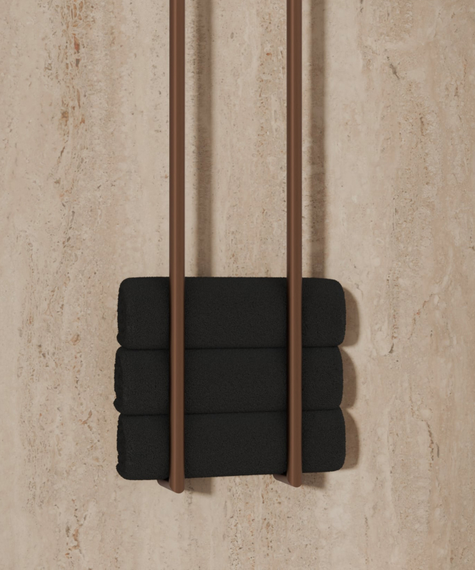 Brushed Rose Gold Electric Heated Towel Rail - Two Bars