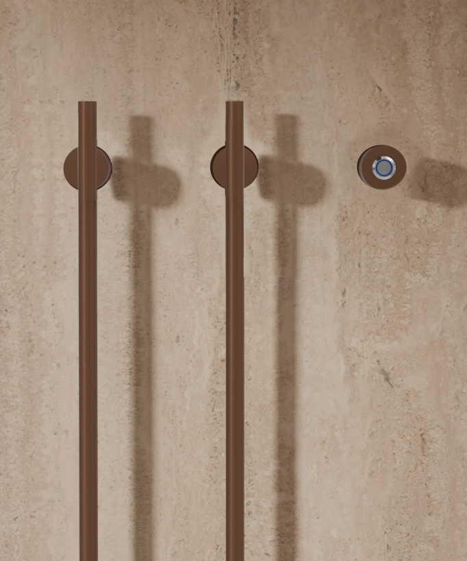 Brushed Rose Gold Electric Heated Towel Rail - Two Bars