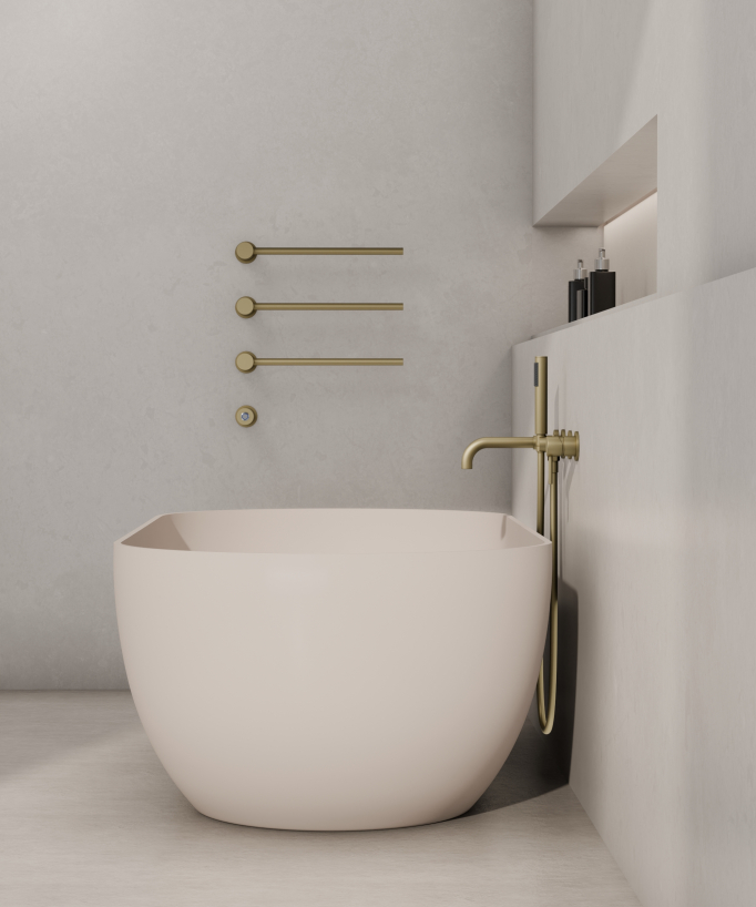 Wall-Mounted Electric Heated Towel Rail - Brushed Gold