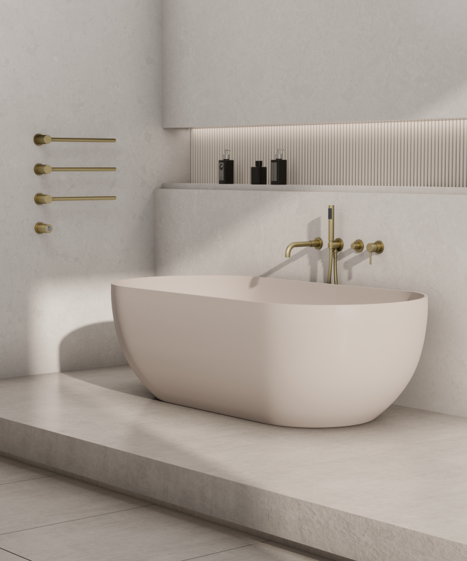 Wall-Mounted Electric Heated Towel Rail - Brushed Gold