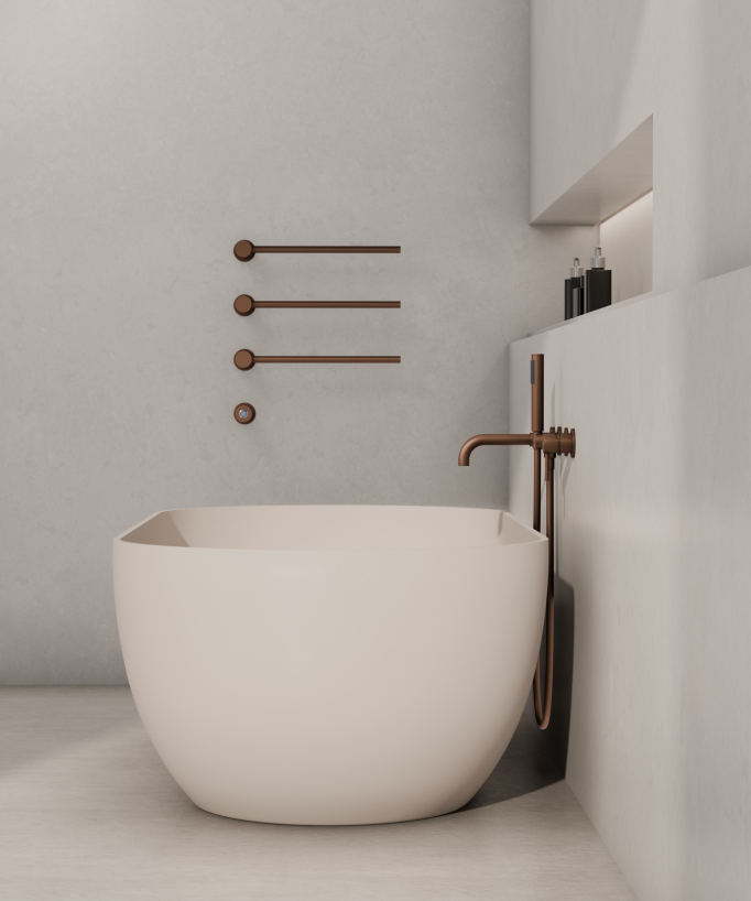 Wall-Mounted Electric Heated Towel Rail - Brushed Rose Gold