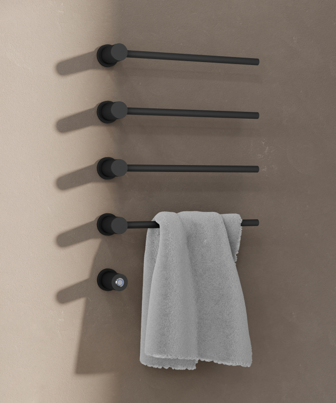 Modern 4-Bar Electric Heated Towel Rail - Black
