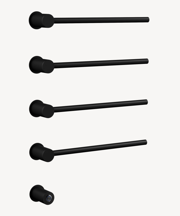 Modern 4-Bar Electric Heated Towel Rail - Black