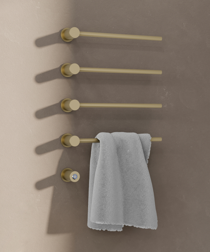 Modern 4-Bar Electric Heated Towel Rail - Brushed Gold
