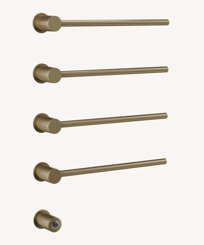 Modern 4-Bar Electric Heated Towel Rail - Brushed Gold