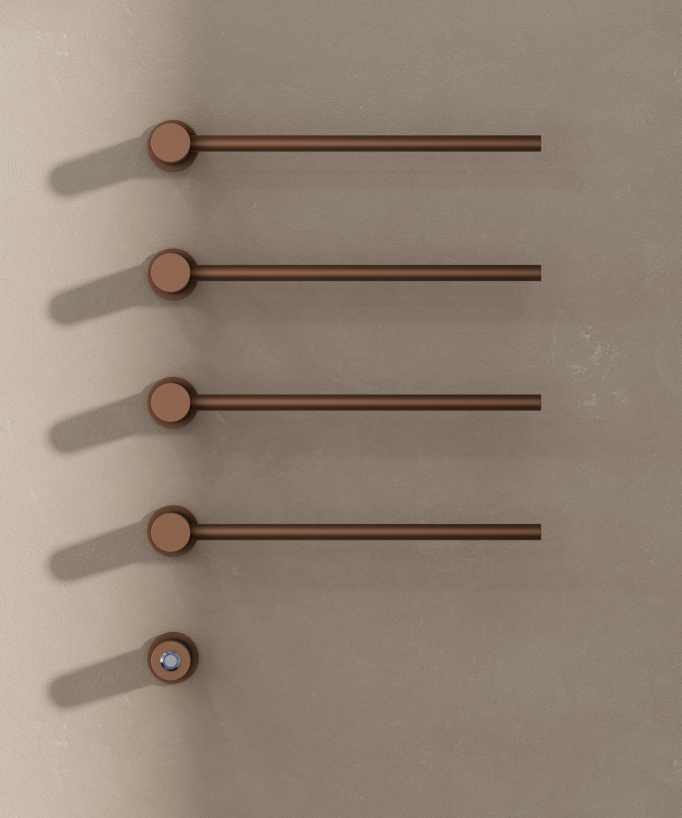 Modern 4-Bar Electric Heated Towel Rail - Brushed Rose Gold