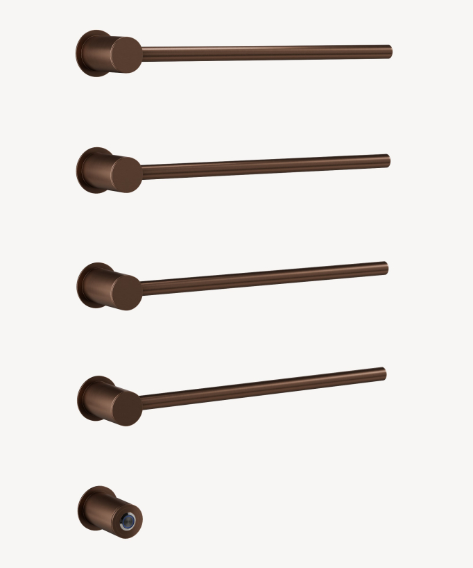 Modern 4-Bar Electric Heated Towel Rail - Brushed Rose Gold