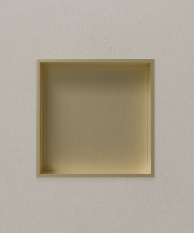 Recessed Bathroom Wall Niche – Brushed Gold