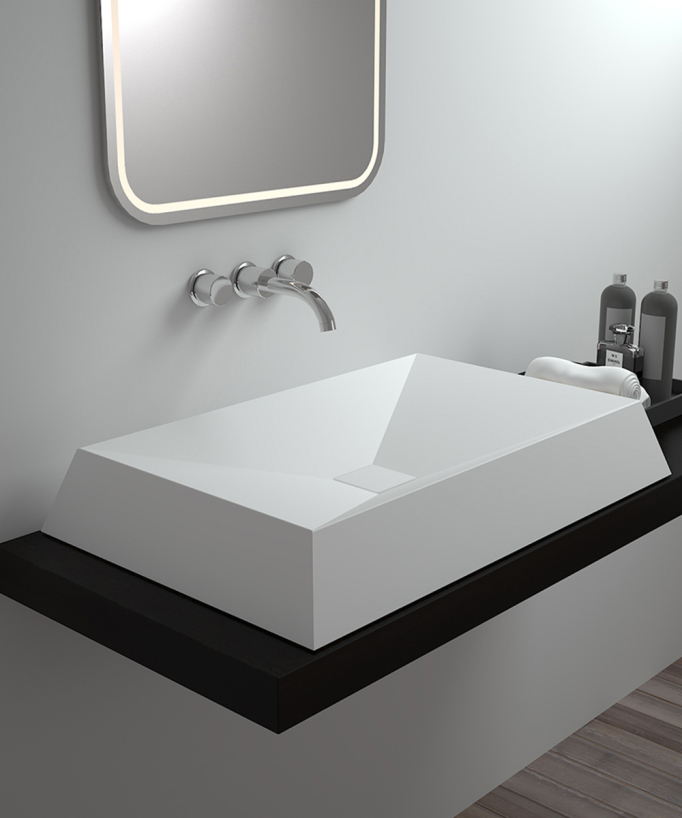 Madingou Rectangular Countertop Basin - Matte White