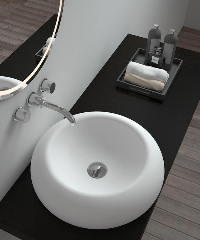 Sibiti Round Countertop Basin - Matte White - Ø46 cm