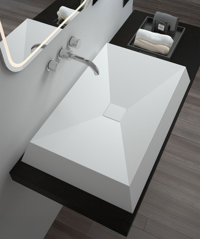 Madingou Rectangular Countertop Basin - Matte White
