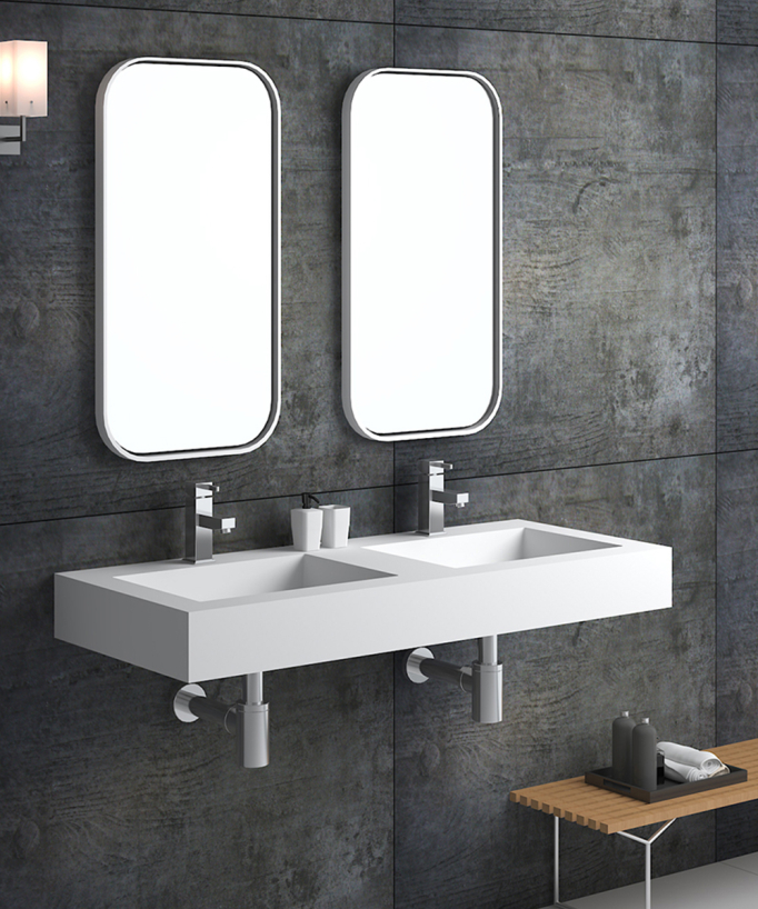 Lodja Wall-Hung Double Basin - Matte White