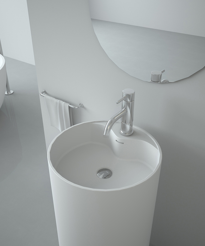 Lusambo Freestanding Round Pedestal Basin - Matte White