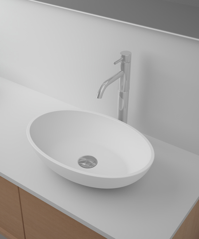 Tshikapa Oval Countertop Basin - Matte White