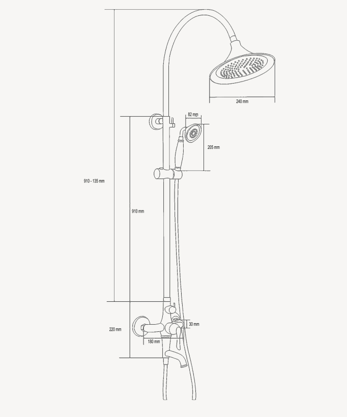 Retro Gold Bath Shower Column