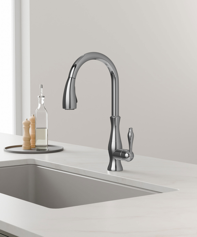 Modern Kitchen Mixer Tap with Pull-Out Spray Hose - Chrome