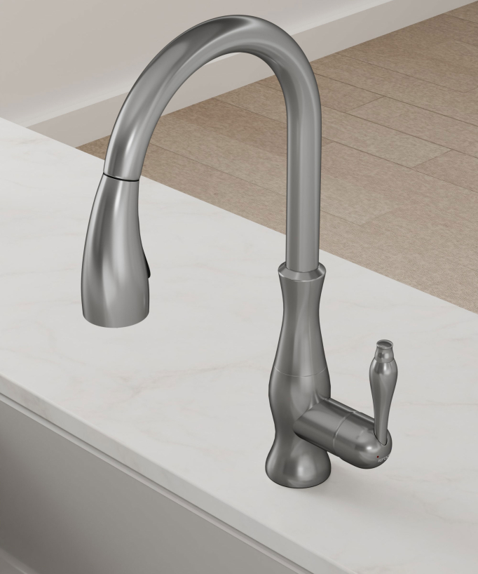 Modern Kitchen Mixer Tap with Pull-Out Spray Hose - Brushed Nickel