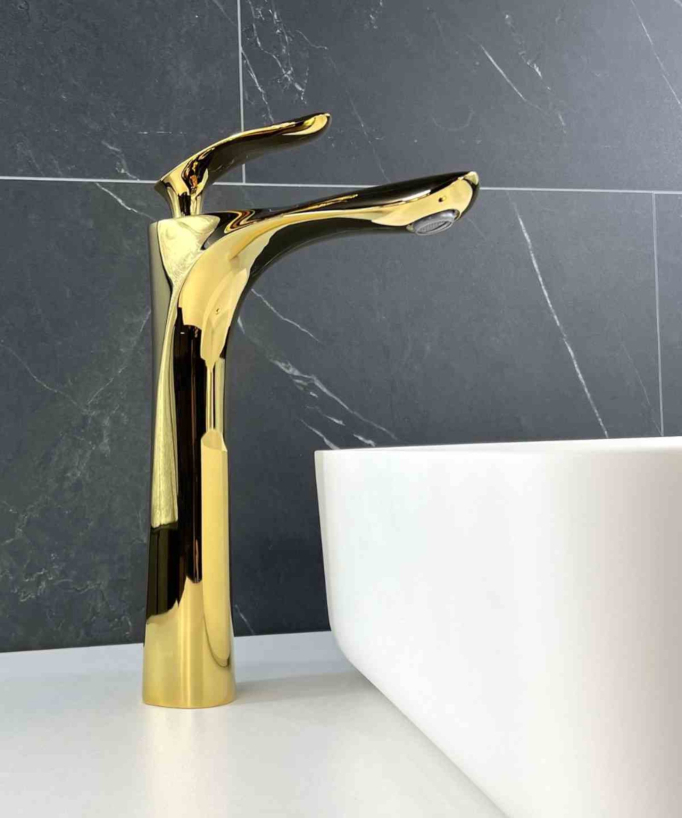 Tall Brass Basin Mixer, Gold - Canopus