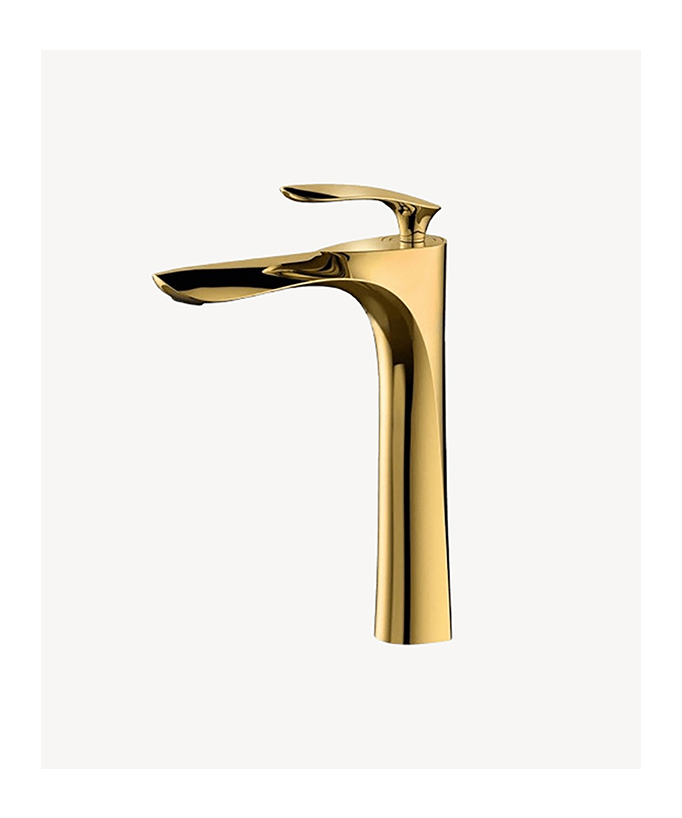 Tall Brass Basin Mixer, Gold - Canopus