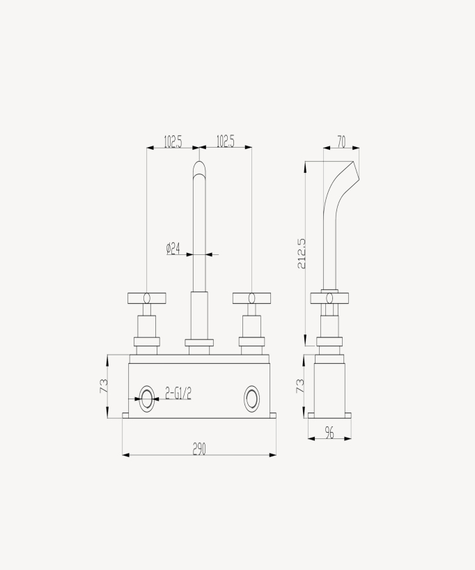 Wall-Mounted Basin Mixer, Bronze - Corbeau