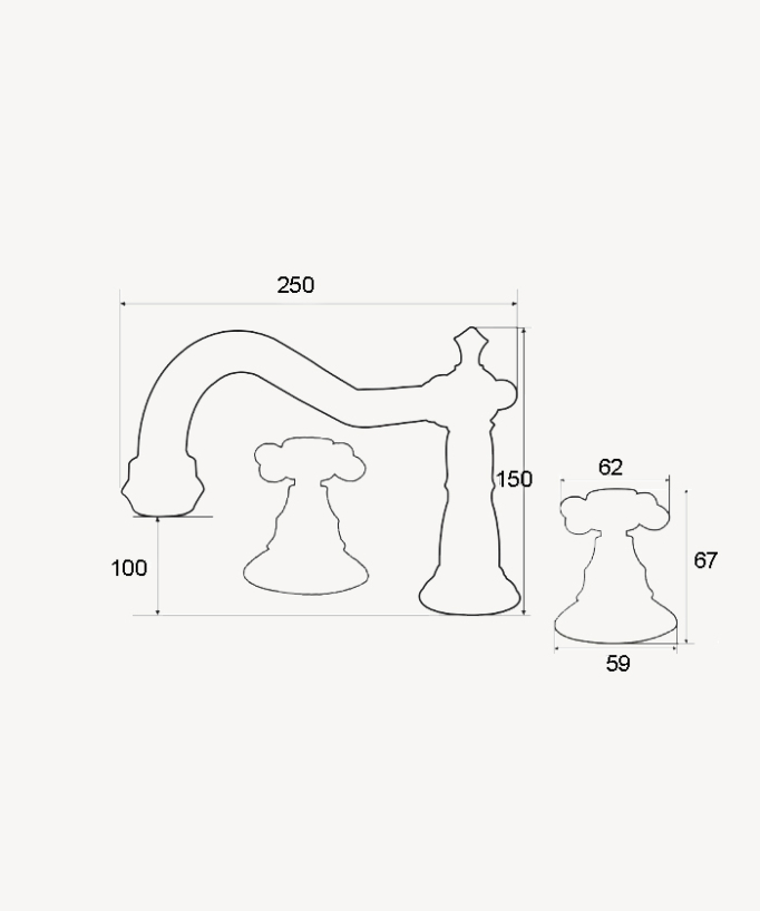 Deck-Mounted Brass Mixer Tap, Chrome Finish - Rome