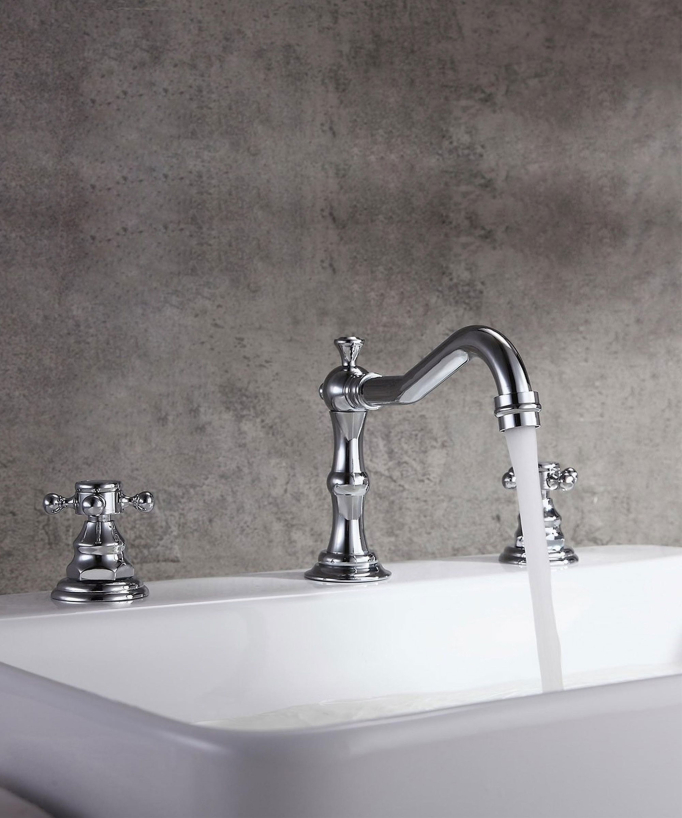 Deck-Mounted Brass Mixer Tap, Chrome Finish - Rome