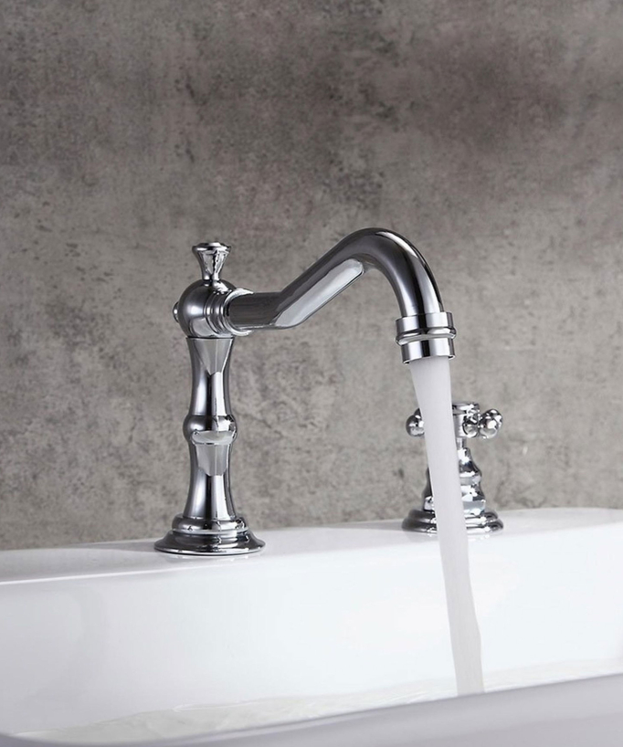 Deck-Mounted Brass Mixer Tap, Chrome Finish - Rome