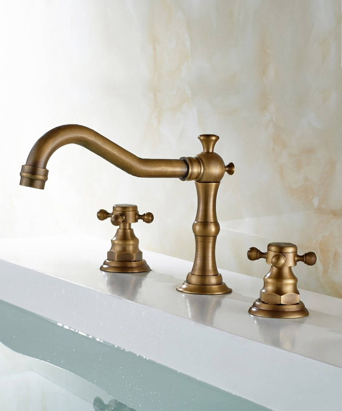 Deck-Mounted Brass Mixer Tap, Antique Bronze - Rome
