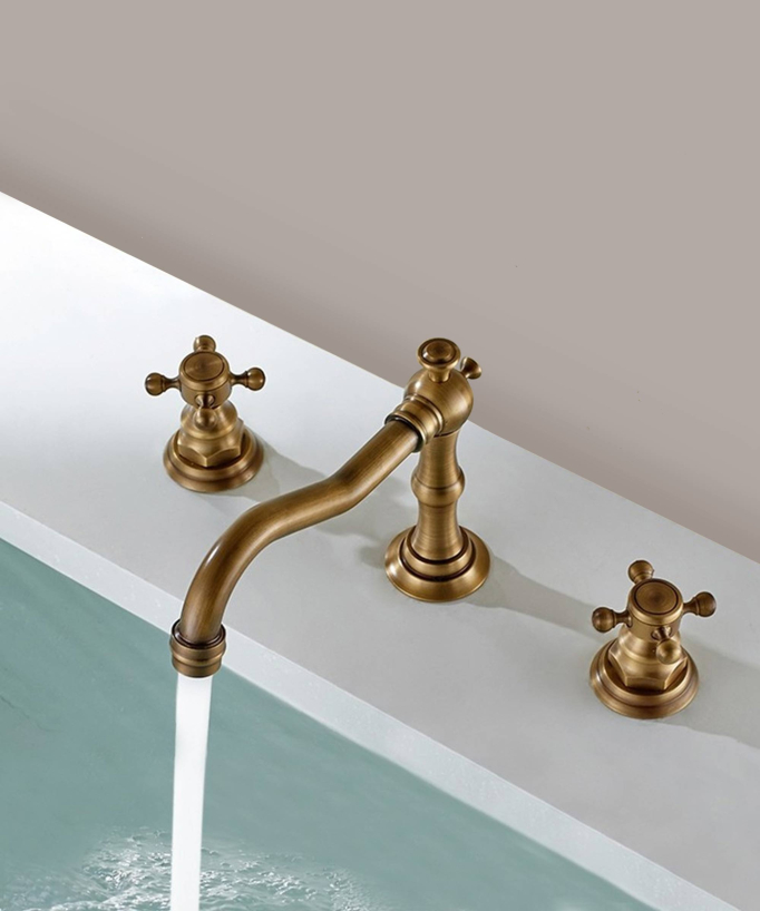 Deck-Mounted Brass Mixer Tap, Antique Bronze - Rome