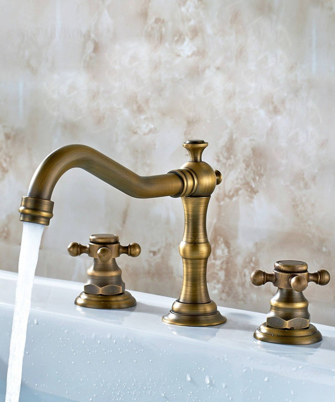 Deck-Mounted Brass Mixer Tap, Antique Bronze - Rome