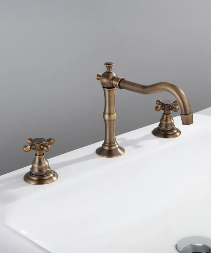 Deck-Mounted Brass Mixer Tap, Antique Bronze - Rome