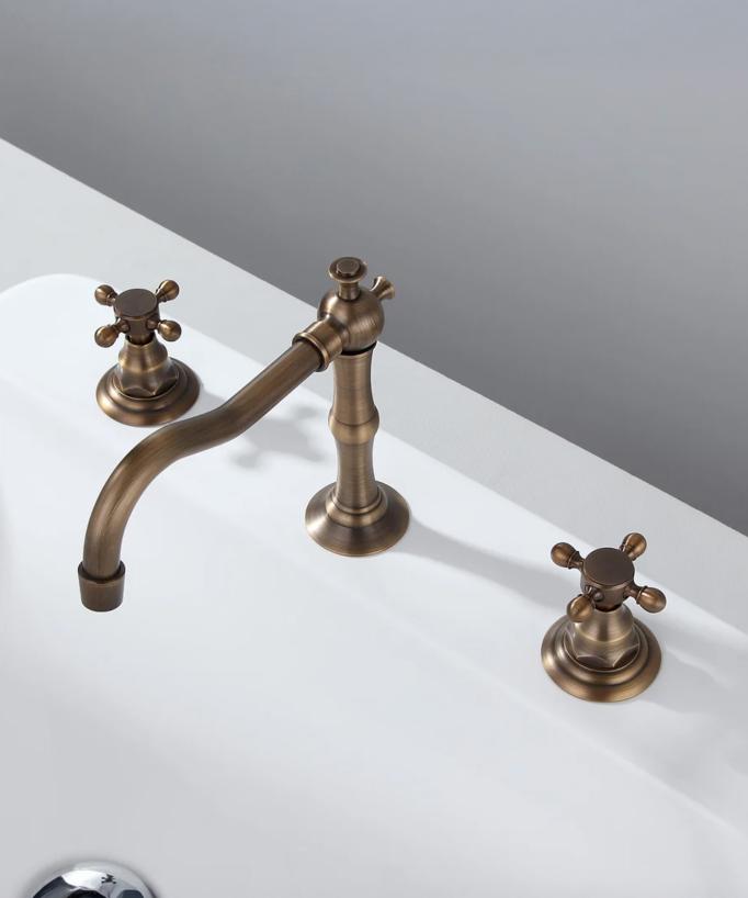 Deck-Mounted Brass Mixer Tap, Antique Bronze - Rome