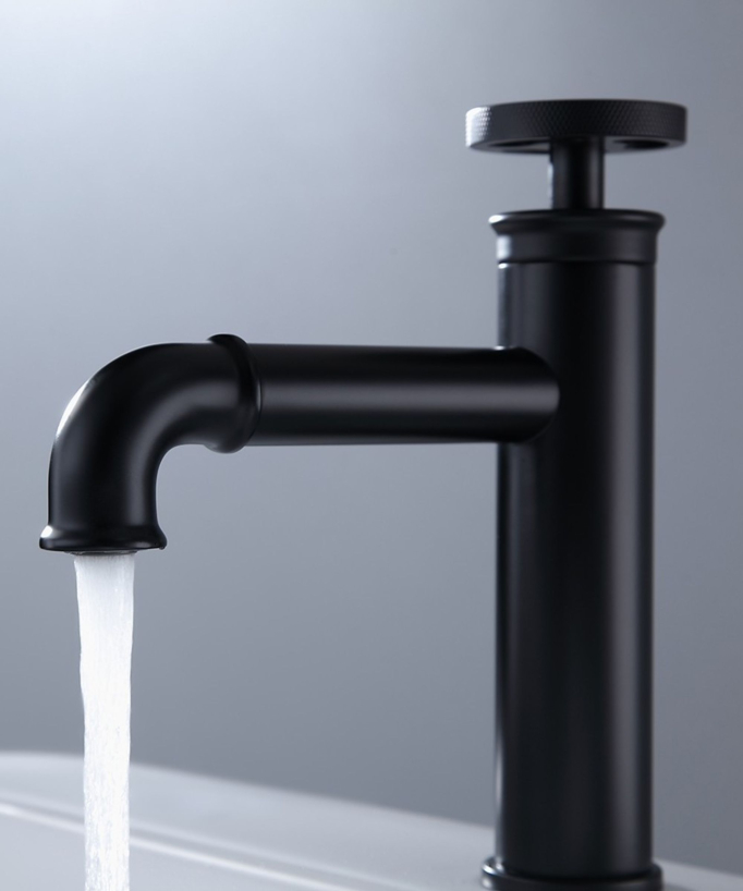 Industrial Style Bathroom Basin Mixer Tap - Black